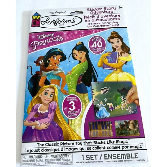 Colorform Disney Princess Sticker Story Adventure Belle Rapunzel Mulan Jasmine - Picture 1 of 5